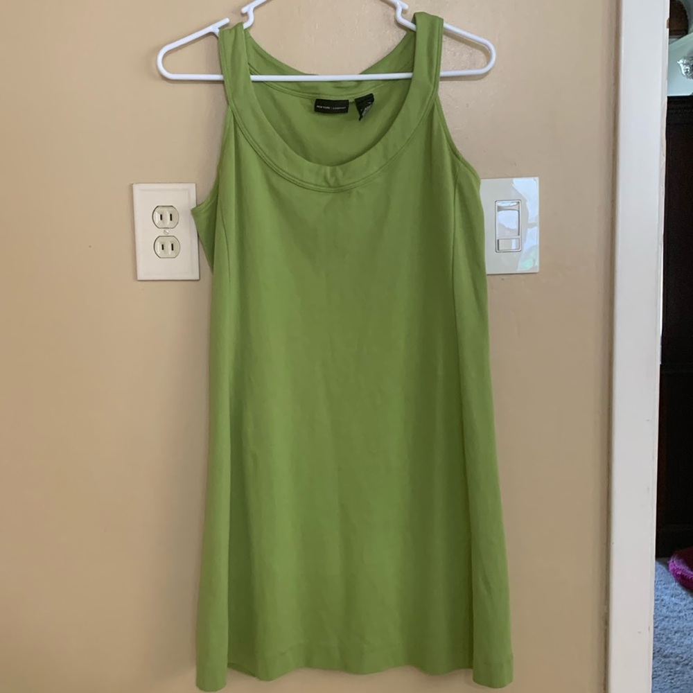 New York & Company Summer Green Sleeveless Cotton Tank Dress Size L